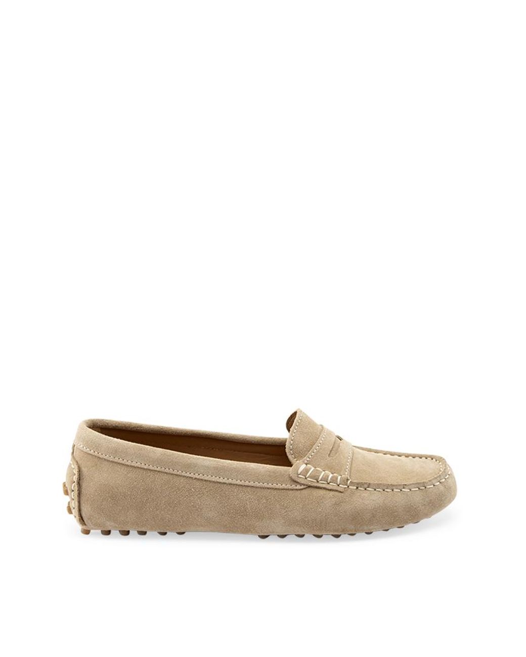 Taupe Suede Penny Driving Loafers 