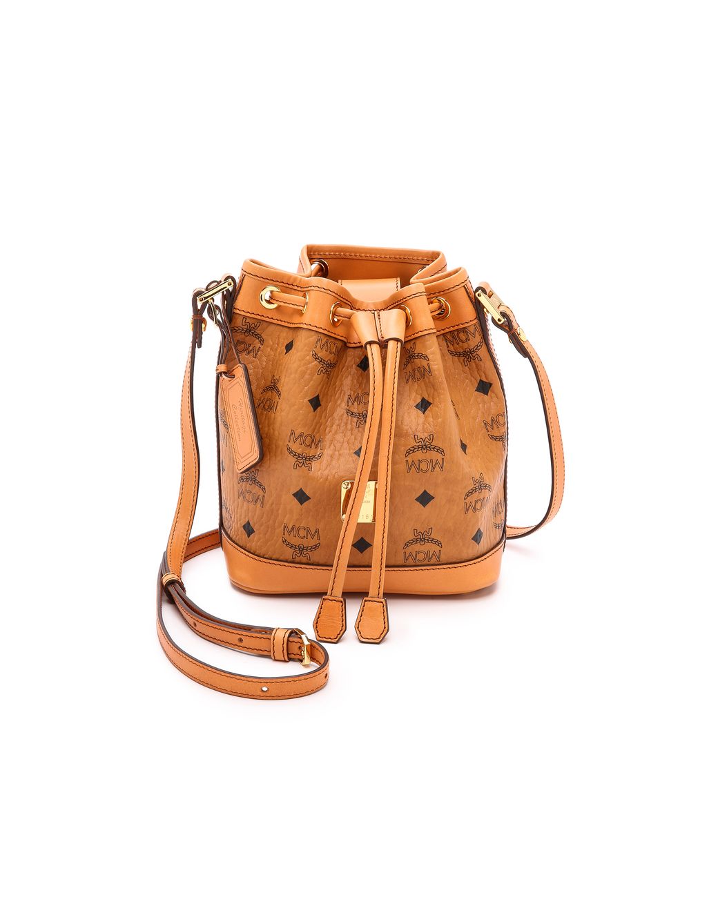 Vintage MCM ~ Brown Logo Nylon Drawstring Sling Backpack Bag