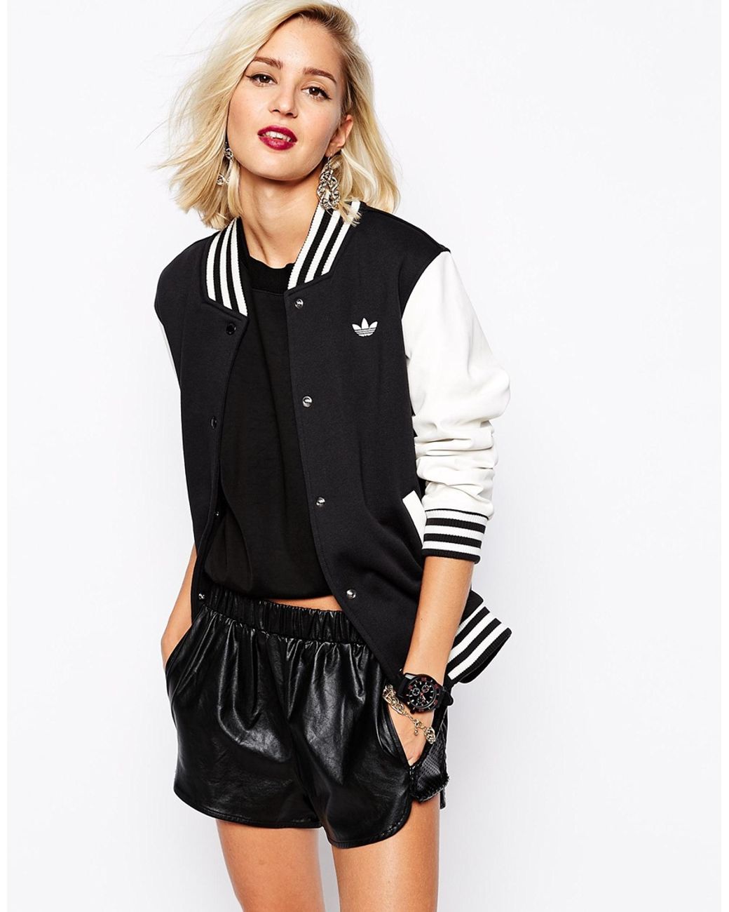 adidas Originals Varsity Jacket in Black | Lyst