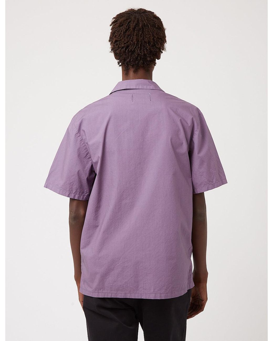 BHODE Purple Revere Collar Shirt (Italian Poplin) for men