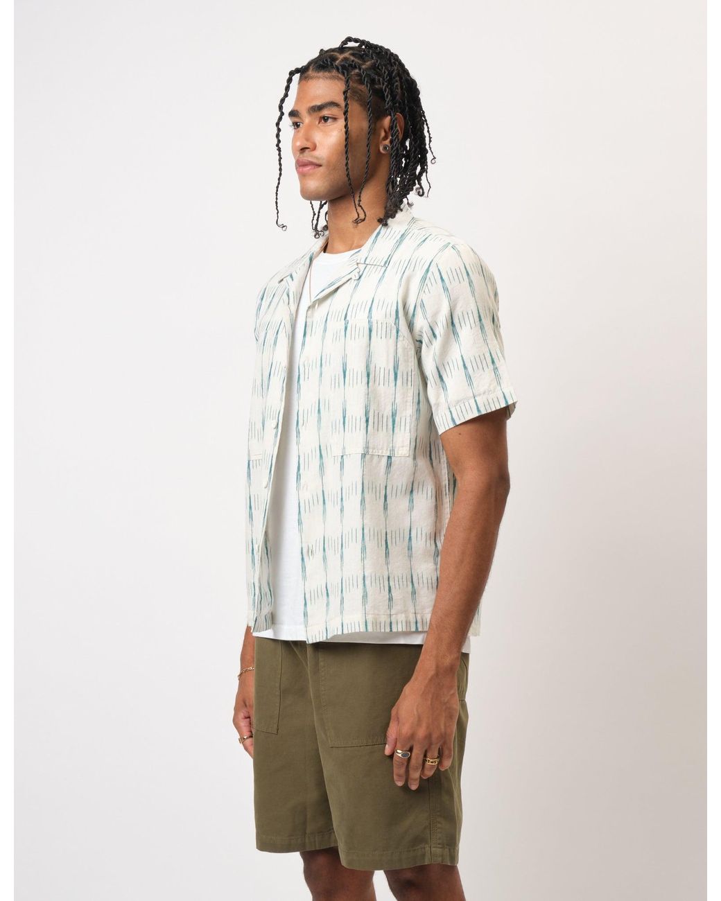 BHODE Natural Ikat Short Sleeve Shirt (Hand Loom) for men