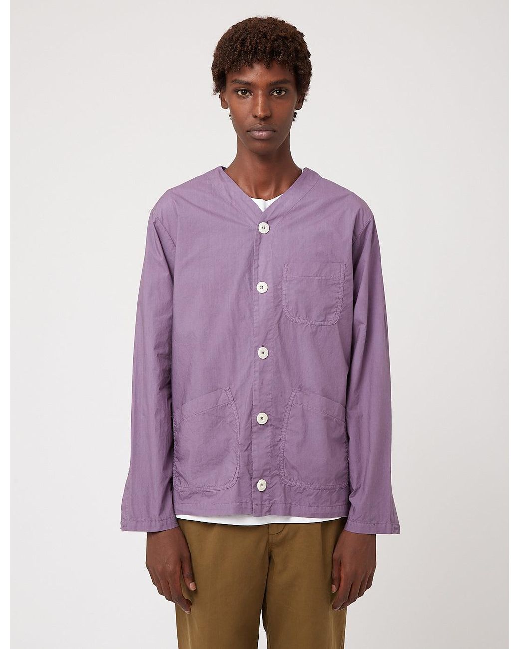 BHODE Purple Railroad Shirt (Italian Poplin) for men