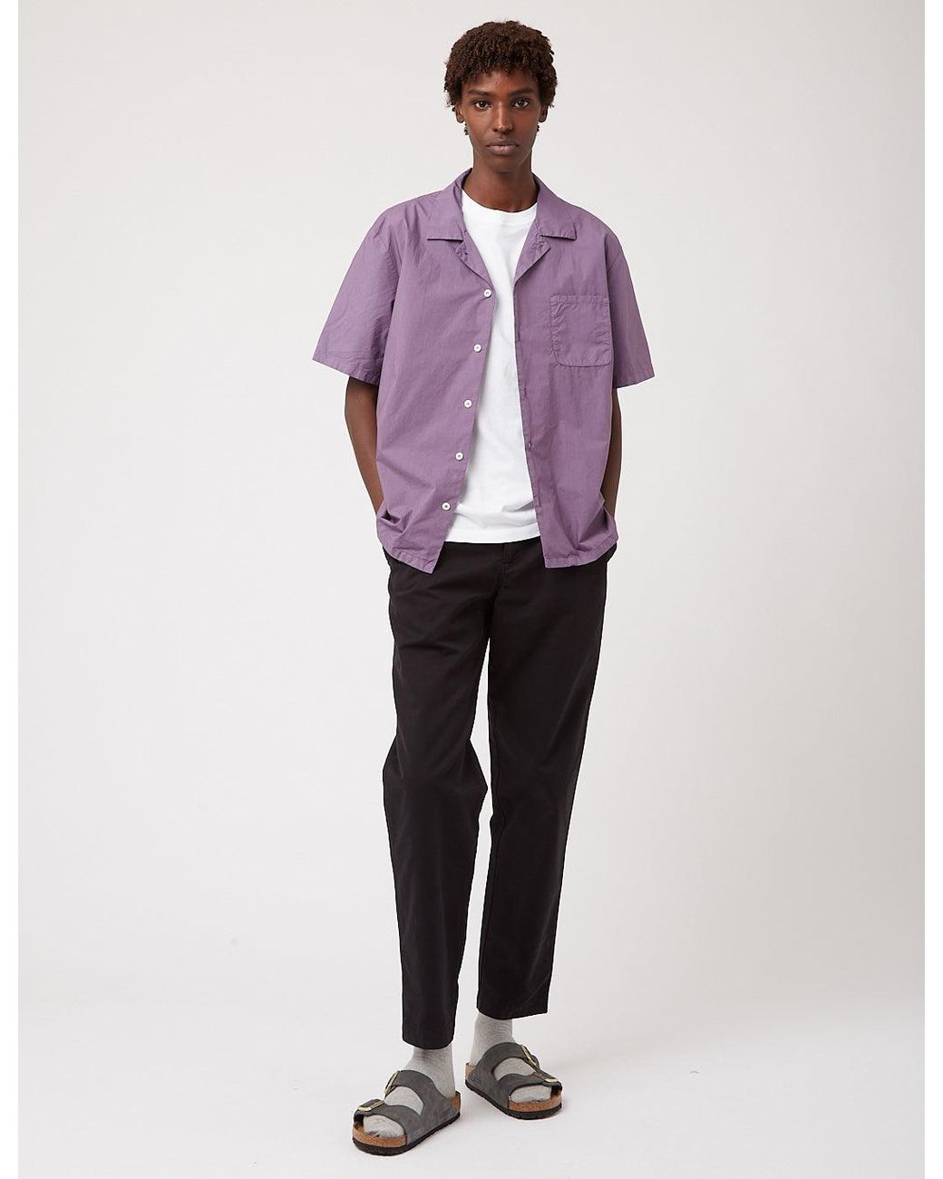BHODE Purple Revere Collar Shirt (Italian Poplin) for men