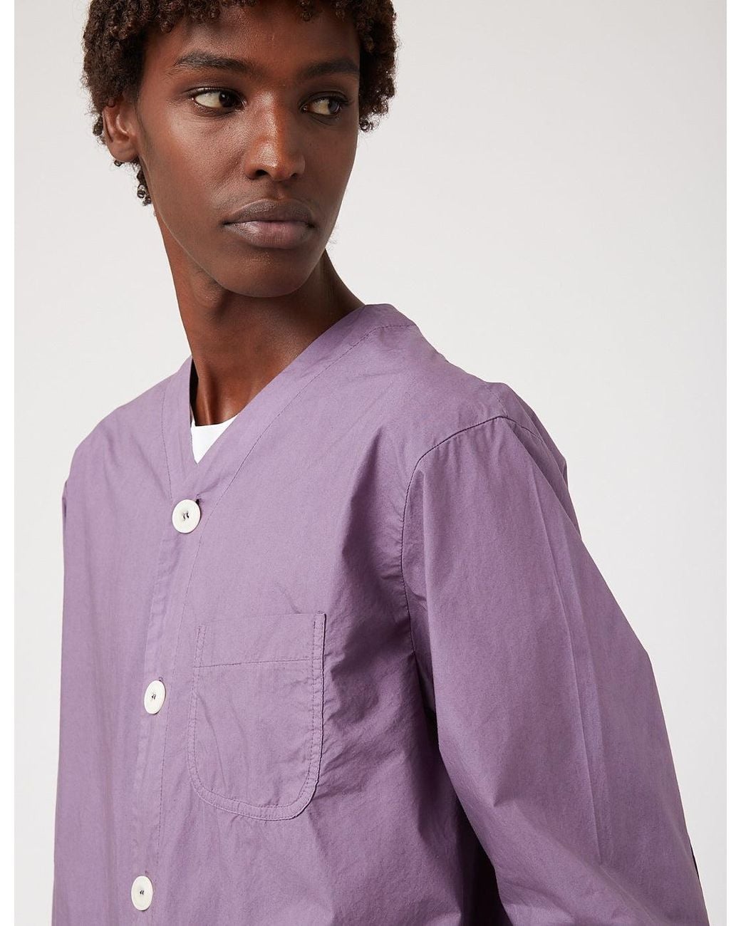 BHODE Purple Railroad Shirt (Italian Poplin) for men