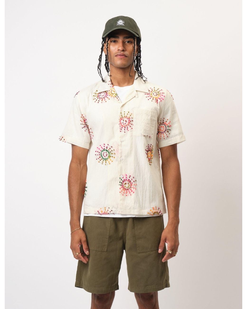 BHODE White Knot Sun Hand Embroidered Shirt for men