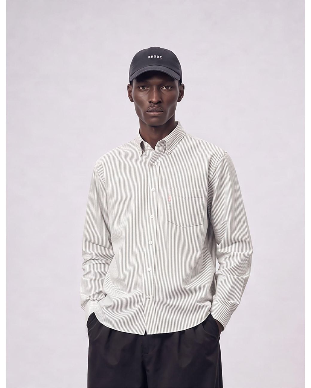 BHODE White Oxford Stripe Shirt for men