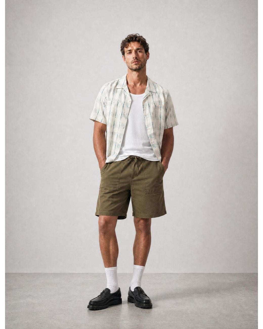 BHODE Natural Ikat Short Sleeve Shirt (Hand Loom) for men