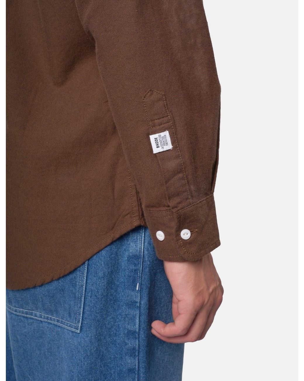 BHODE Brown Flannel Button Down Shirt for men