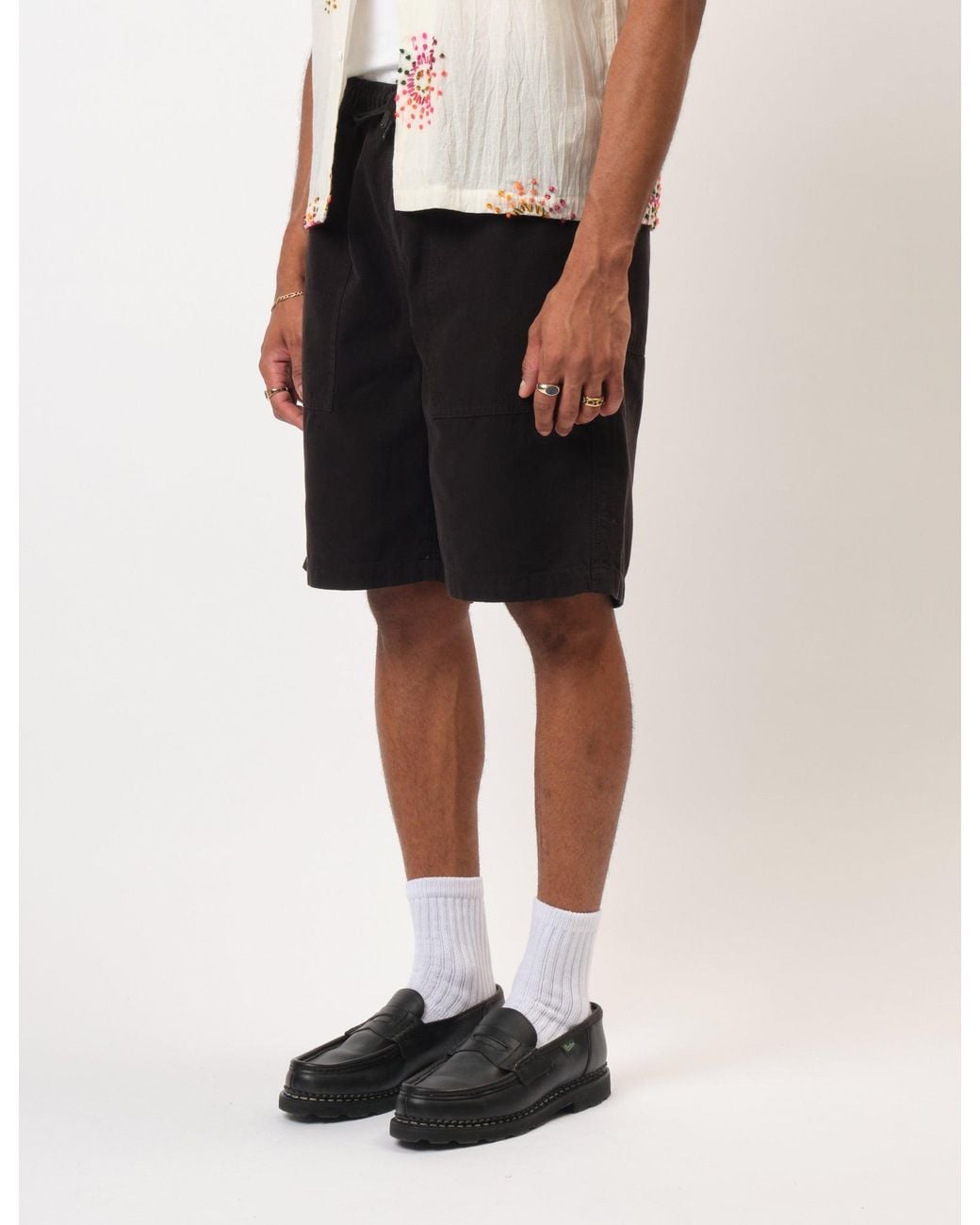 BHODE Black Fatigue Shorts (Duck Canvas) for men