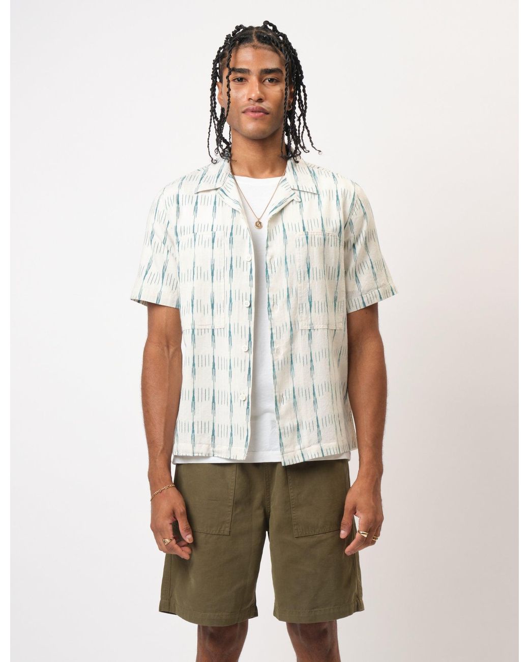 BHODE Natural Ikat Short Sleeve Shirt (Hand Loom) for men