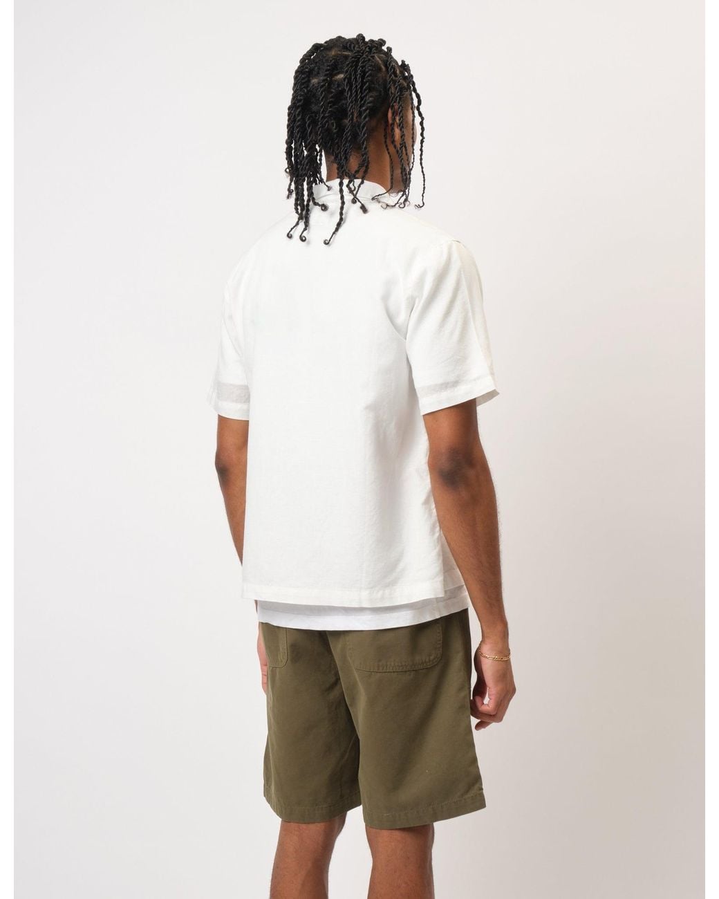 BHODE White Cuca Short Sleeve Shirt (Linen) for men