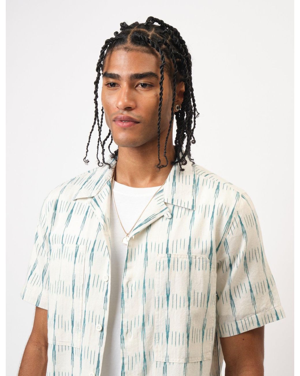 BHODE Natural Ikat Short Sleeve Shirt (Hand Loom) for men