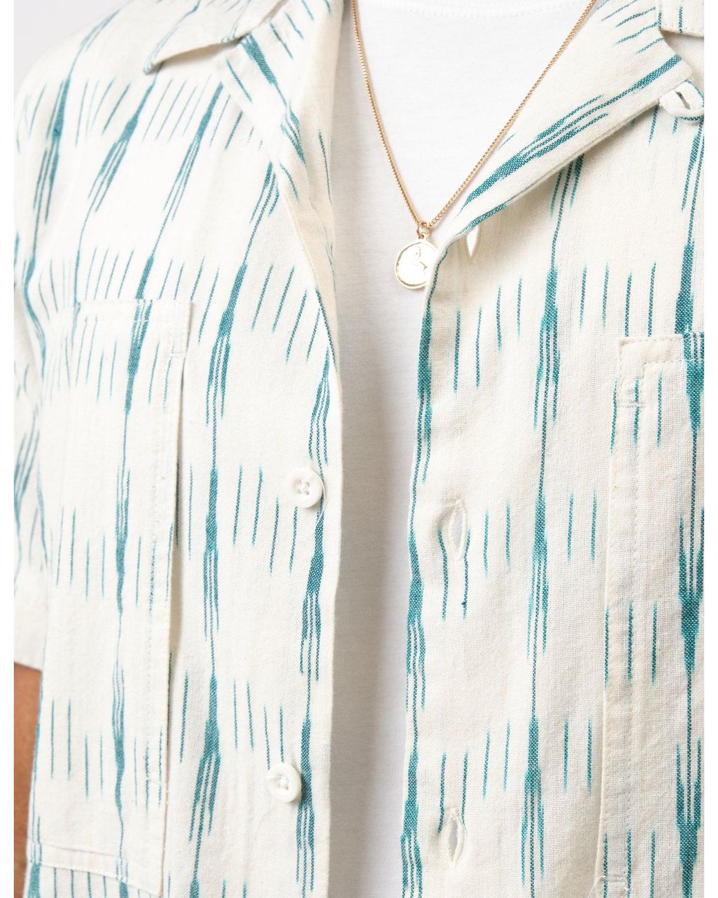 BHODE Natural Ikat Short Sleeve Shirt (Hand Loom) for men