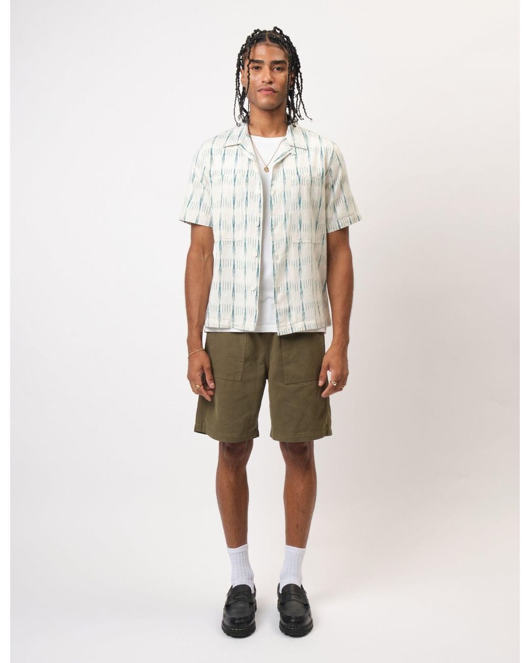 BHODE Natural Ikat Short Sleeve Shirt (Hand Loom) for men