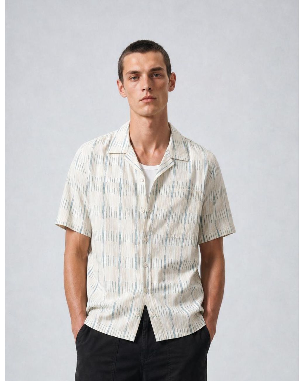 BHODE Natural Ikat Short Sleeve Shirt (Hand Loom) for men