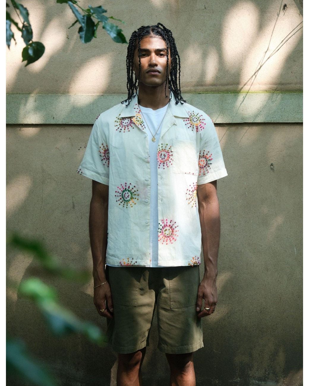 BHODE White Knot Sun Hand Embroidered Shirt for men