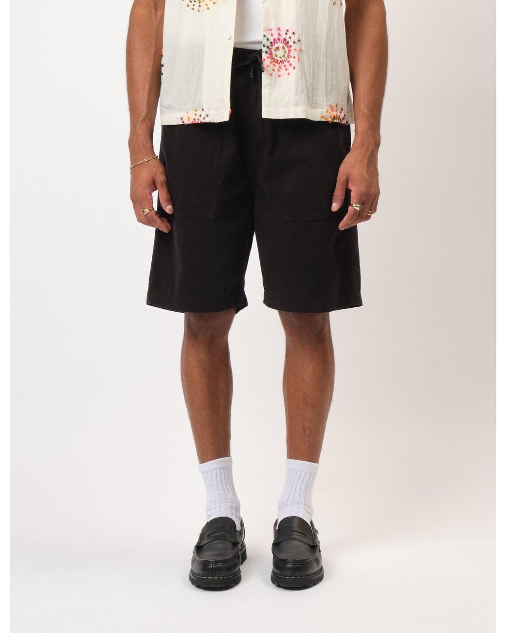 BHODE Black Fatigue Shorts (Duck Canvas) for men