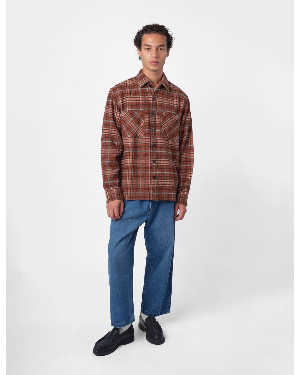 BHODE Red Zennor Check Over Shirt (Flannel) for men
