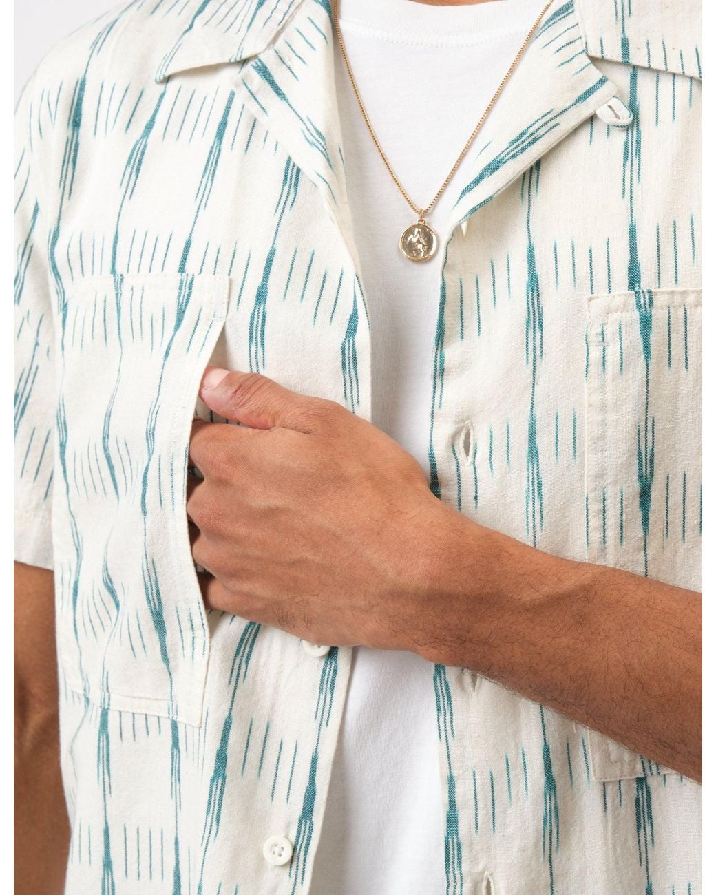 BHODE Natural Ikat Short Sleeve Shirt (Hand Loom) for men