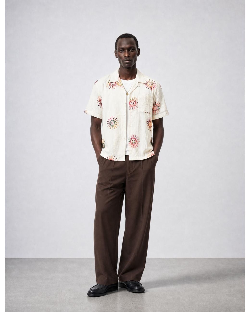 BHODE White Knot Sun Hand Embroidered Shirt for men