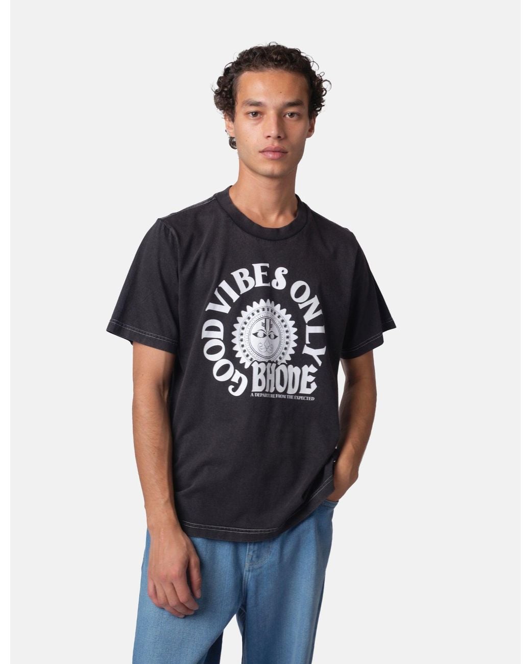 BHODE Blue Good Vibes Pigment Dyed T-Shirt for men