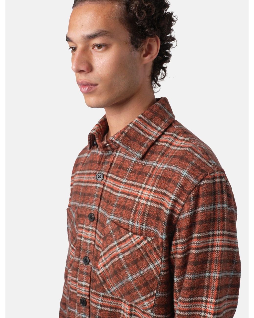 BHODE Red Zennor Check Over Shirt (Flannel) for men