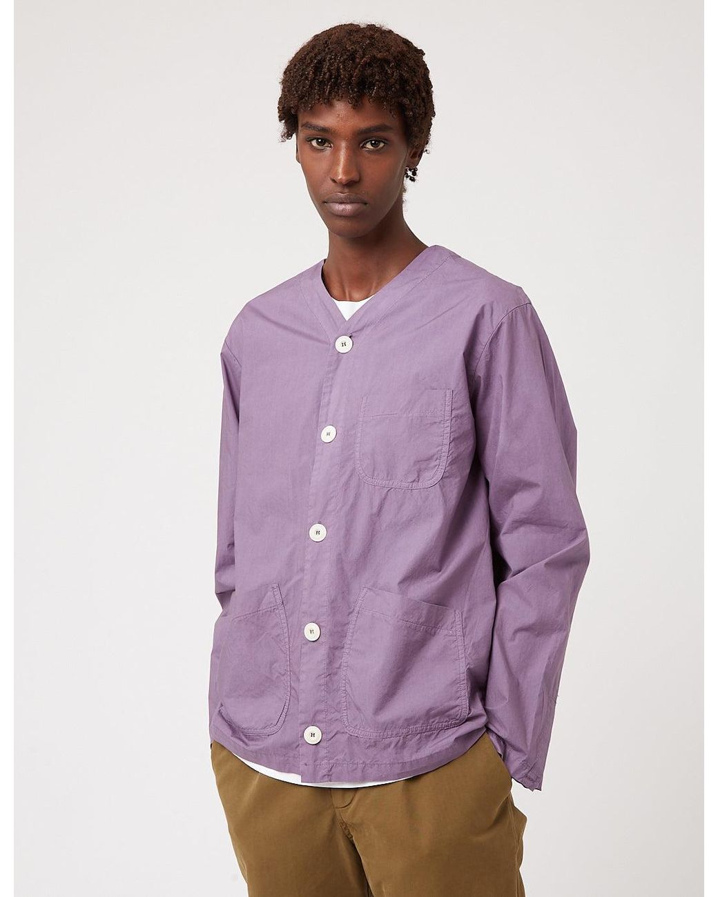 BHODE Purple Railroad Shirt (Italian Poplin) for men