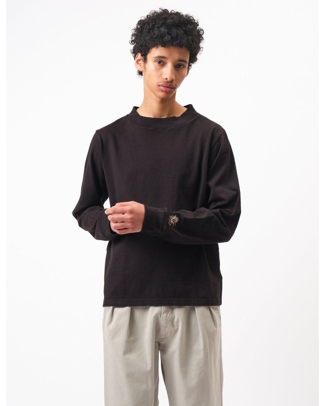 BHODE Black Turtle Neck Long Sleeve Jersey 300Gsm for men