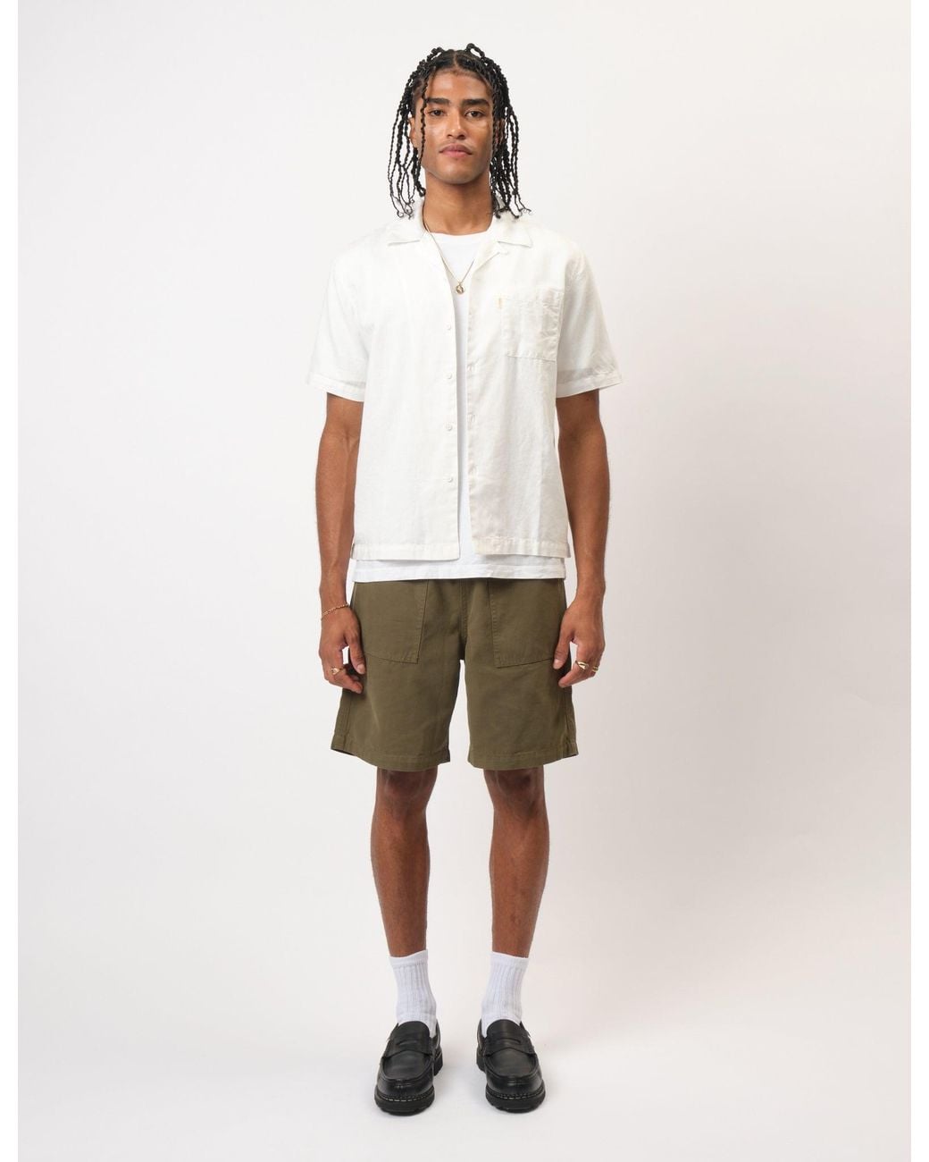 BHODE White Cuca Short Sleeve Shirt (Linen) for men