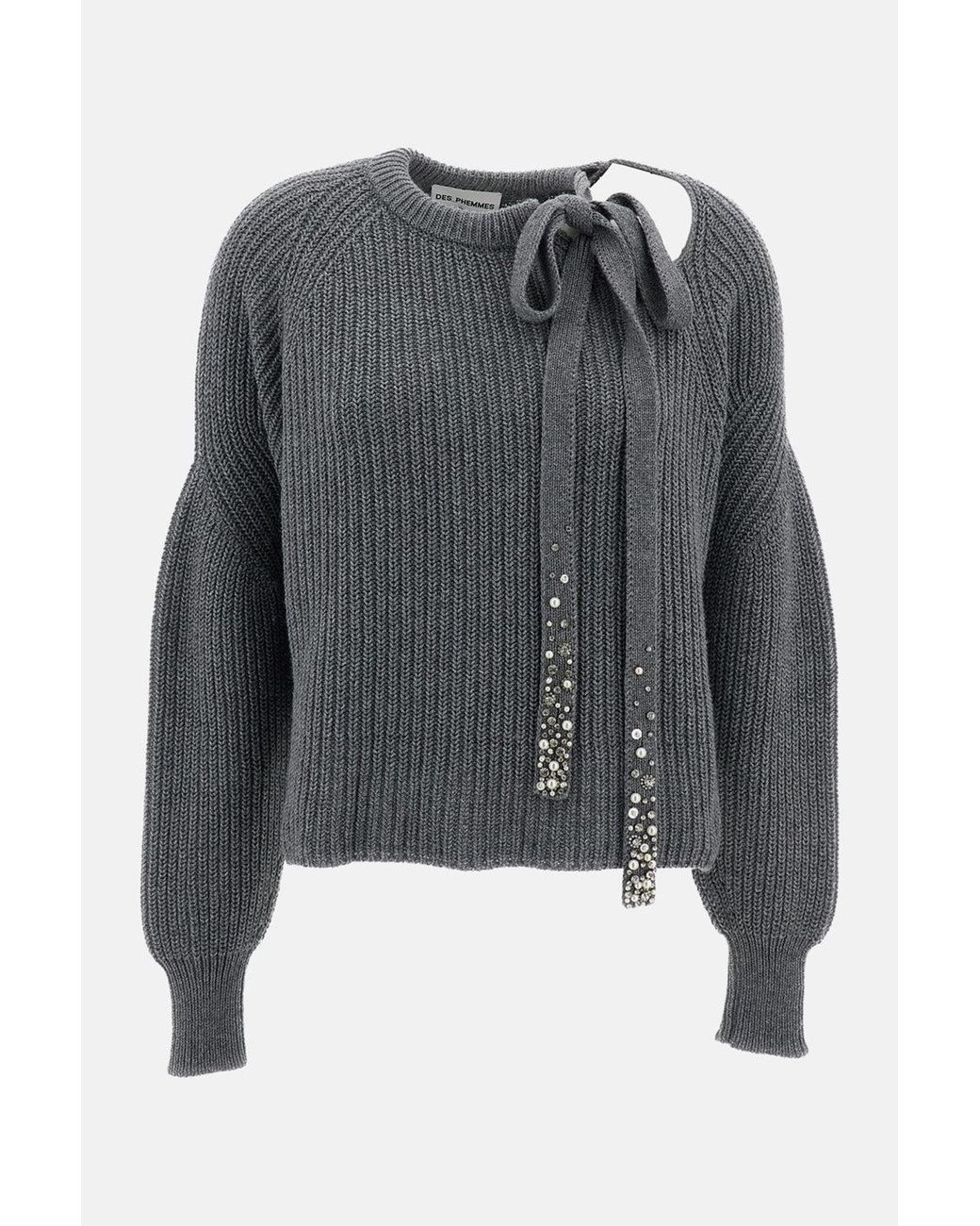 Pullover Crop di Des Phemmes in Gray