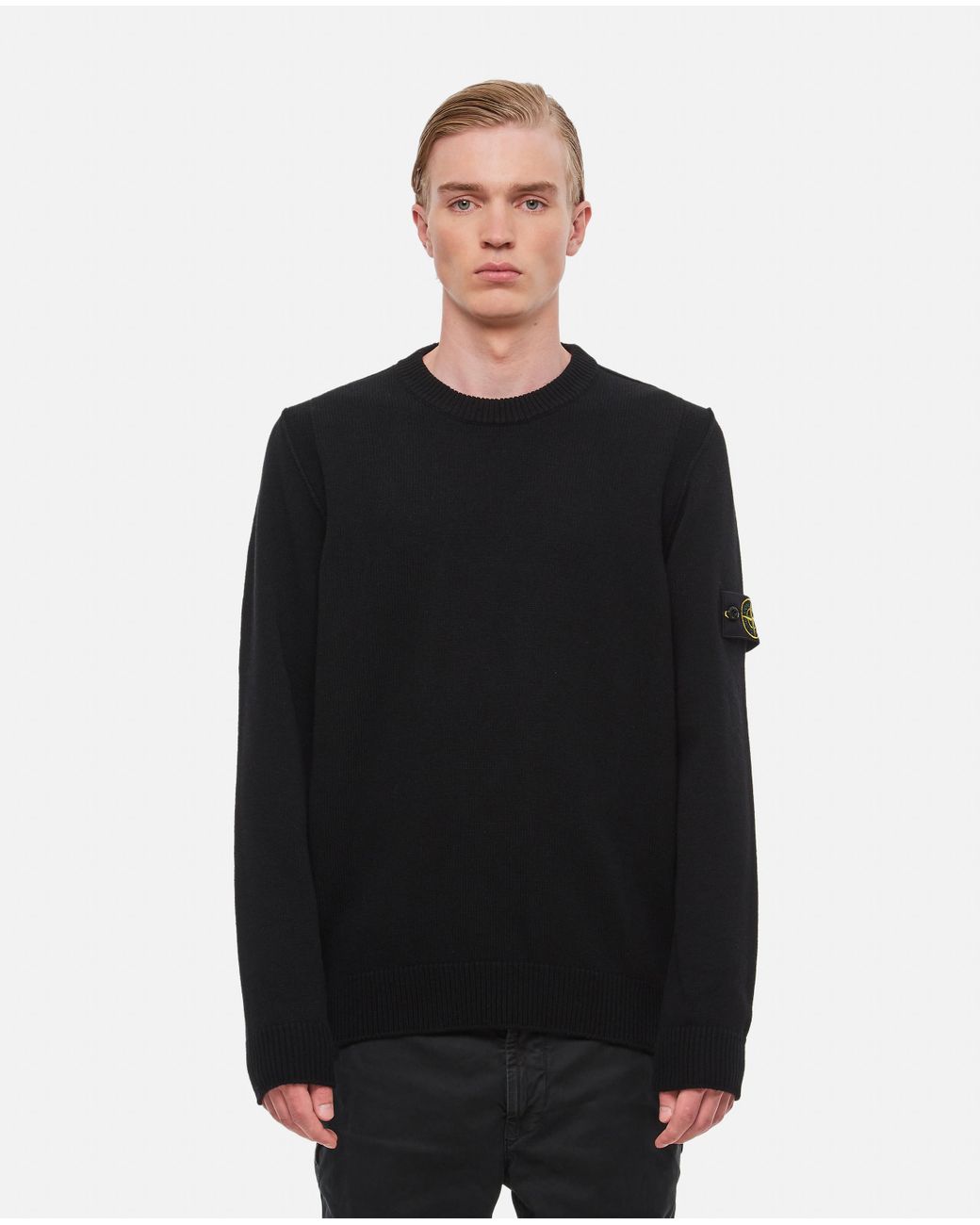 Stone Island Wool Sweater in Black for Men | Lyst