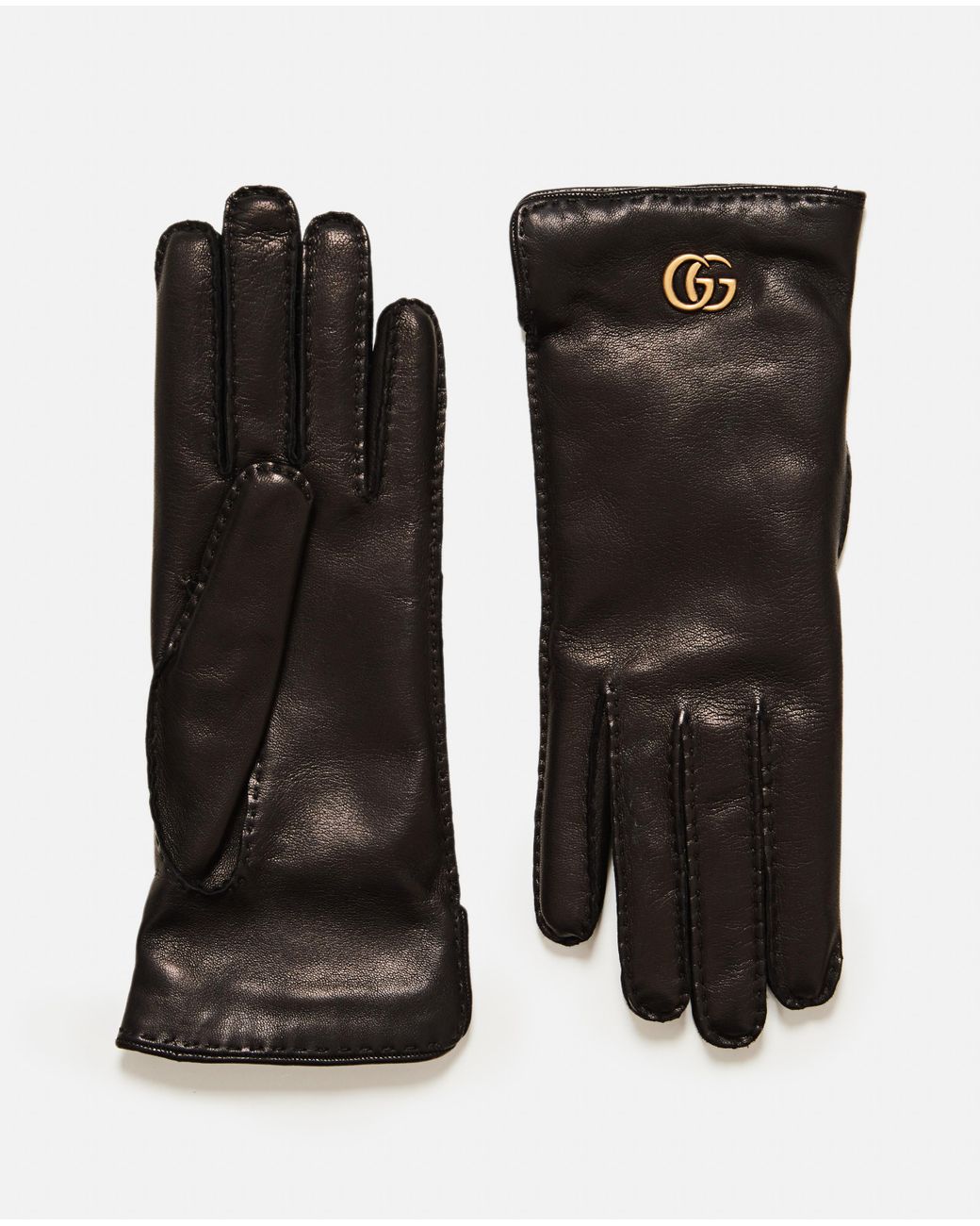 Gucci Leather Gloves With Double G in Black Save 36 Lyst