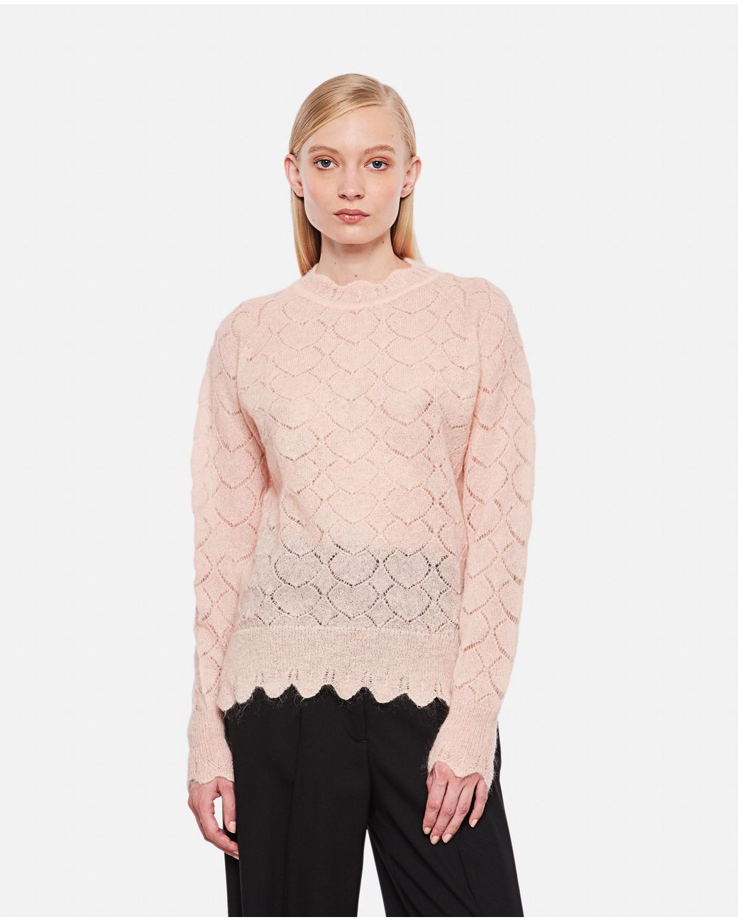 Simone Rocha Heart Stitch Wool Mohair Jumper in Pink (Natural) | Lyst