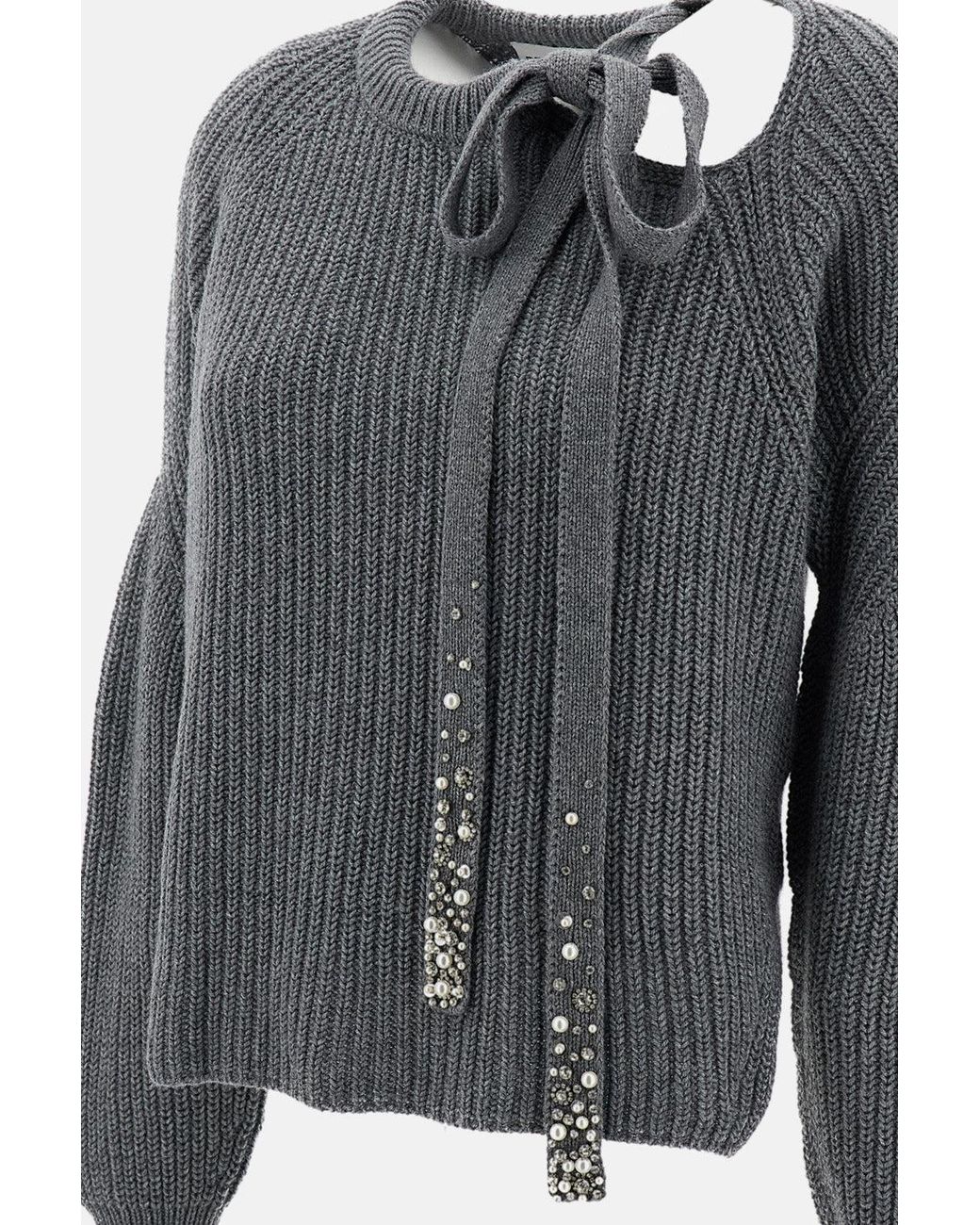 Pullover Crop di Des Phemmes in Gray