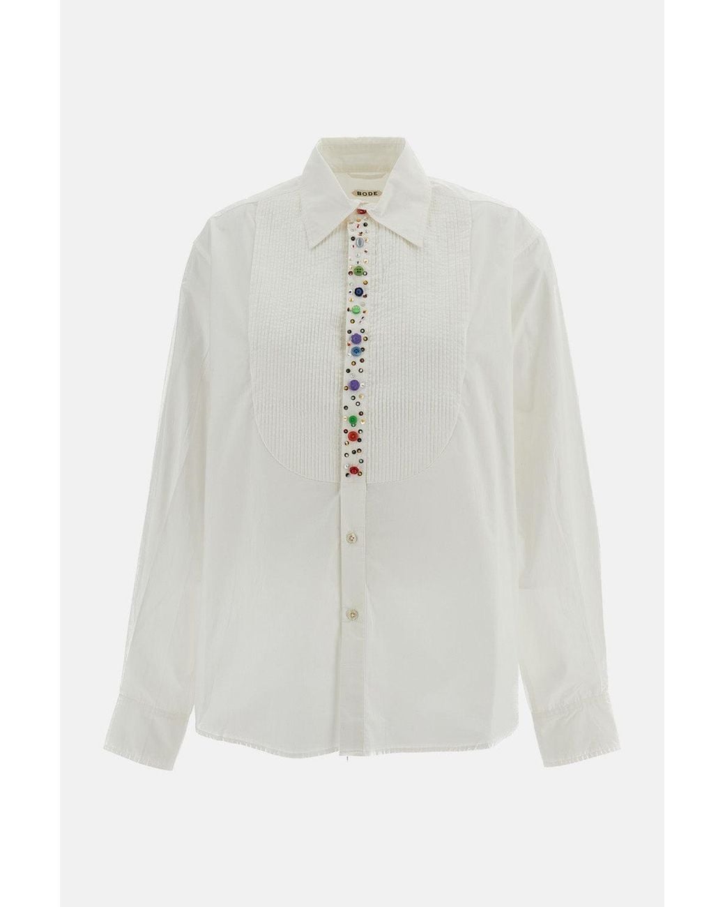 Camicia Tuxedo "Button Jar" di Bode in White