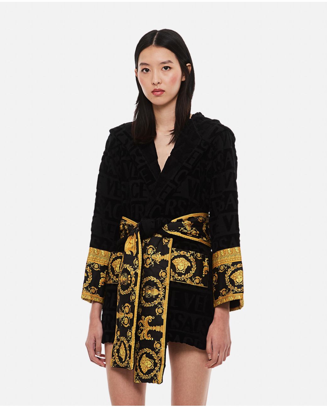 black versace robe womens