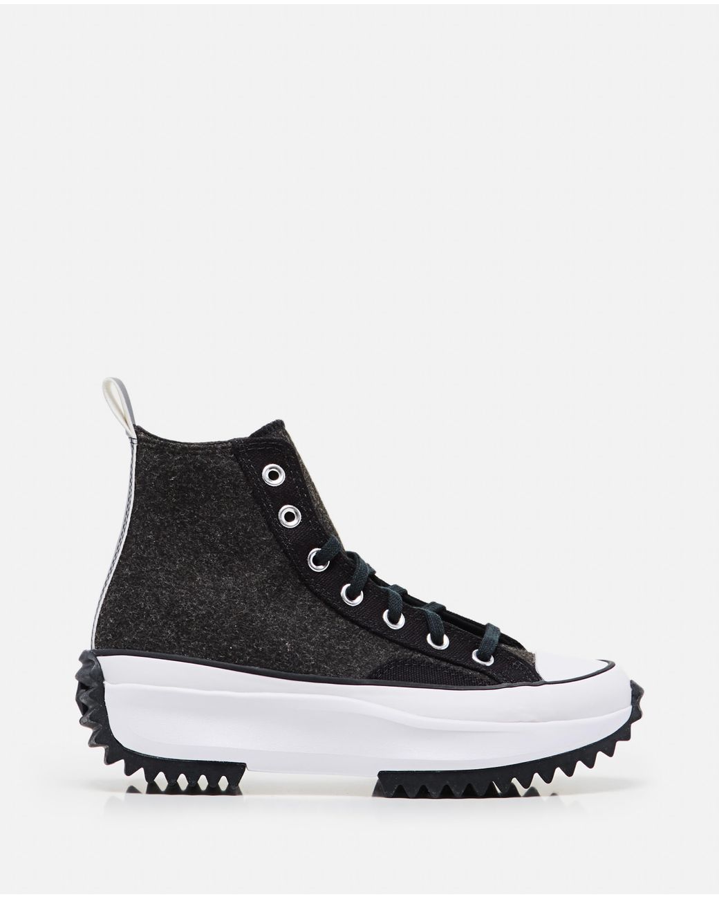 converse run star hike high leather sneakers in black mono