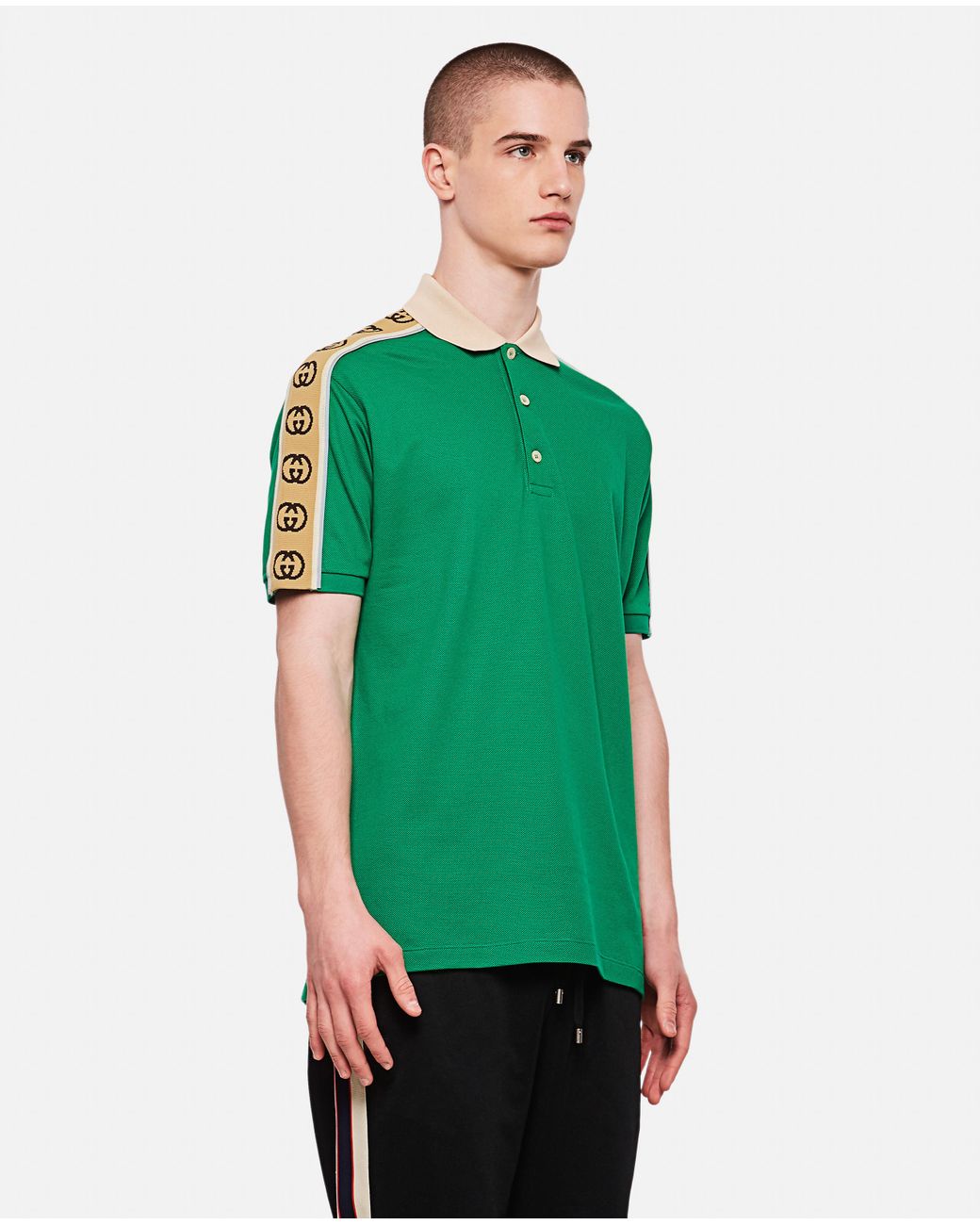 Gucci Synthetic GG Stripe Polo Shirt in Green for Men Lyst