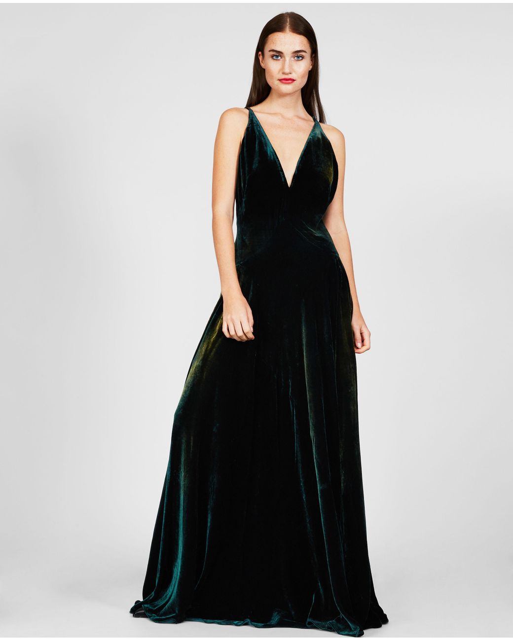 Ralph Lauren Collection Dress In Velvet in Green | Lyst