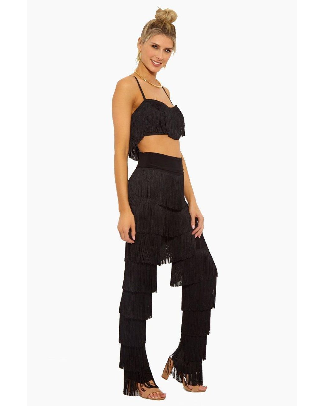 Norma Kamali All Over Fringe Boot Pants 