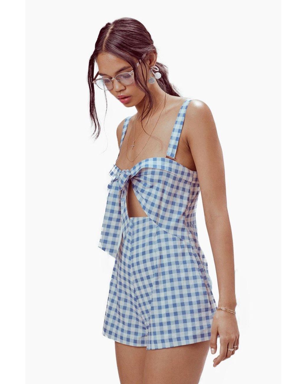 gingham romper womens