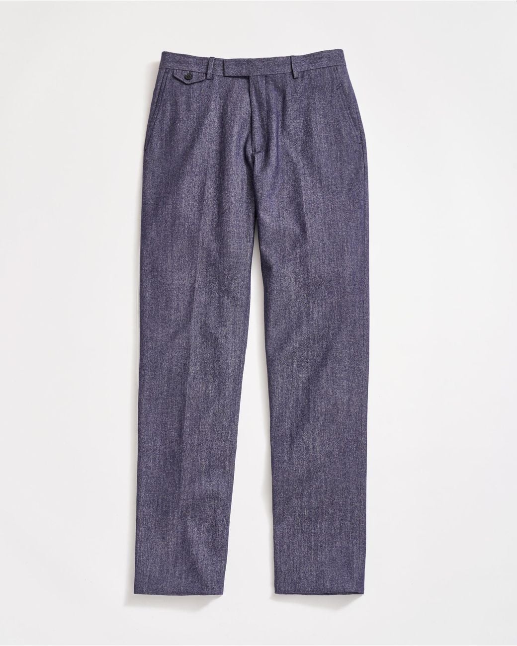 Billy Reid Blue Twill Flat Front Trouser for men