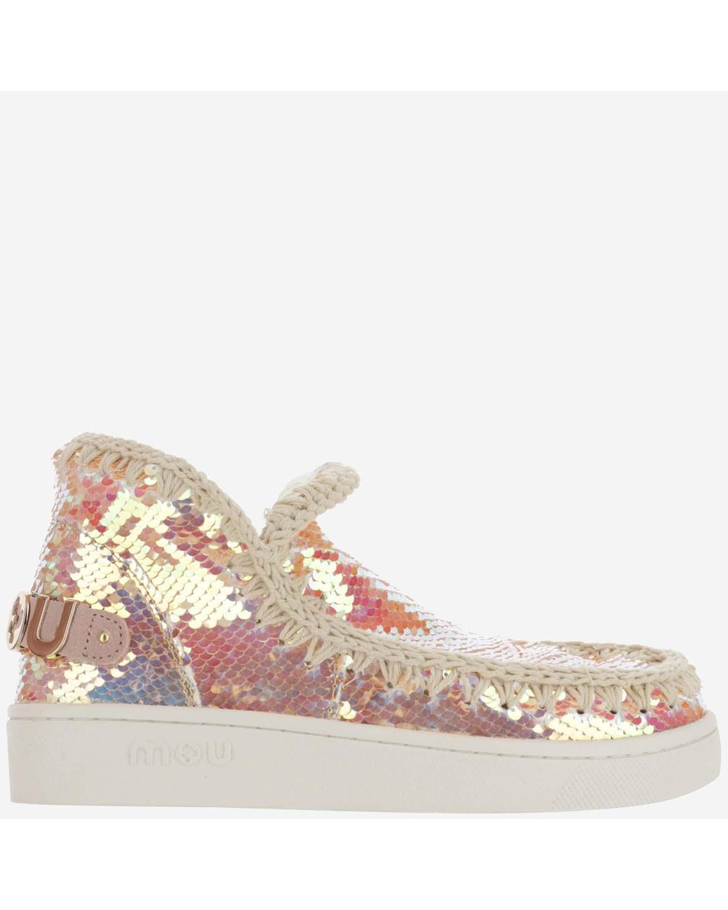 Mou Cotton Summer Eskimo Sneaker With Sequins in Pink | Lyst