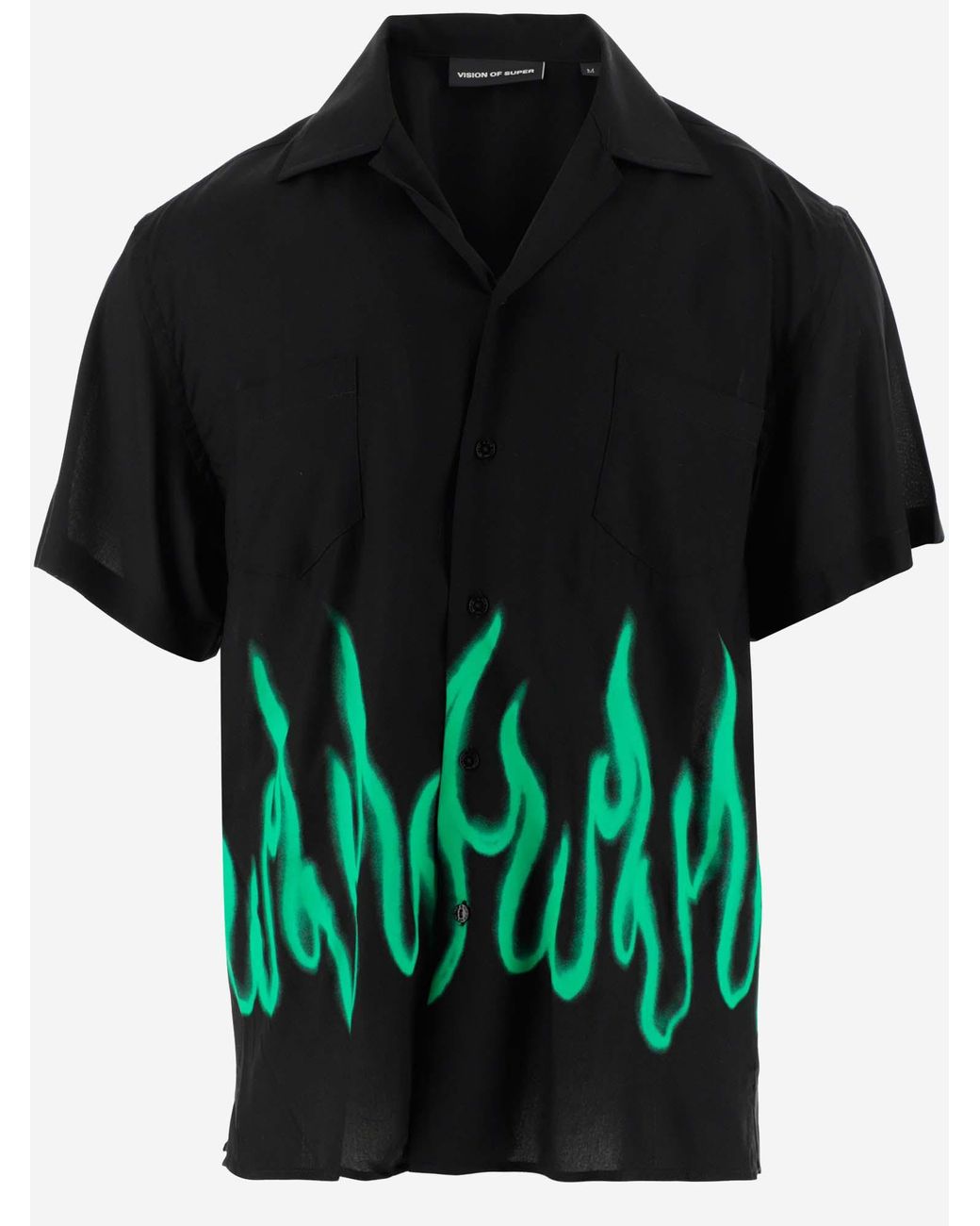 Synthetic Shirt With Flames Print 