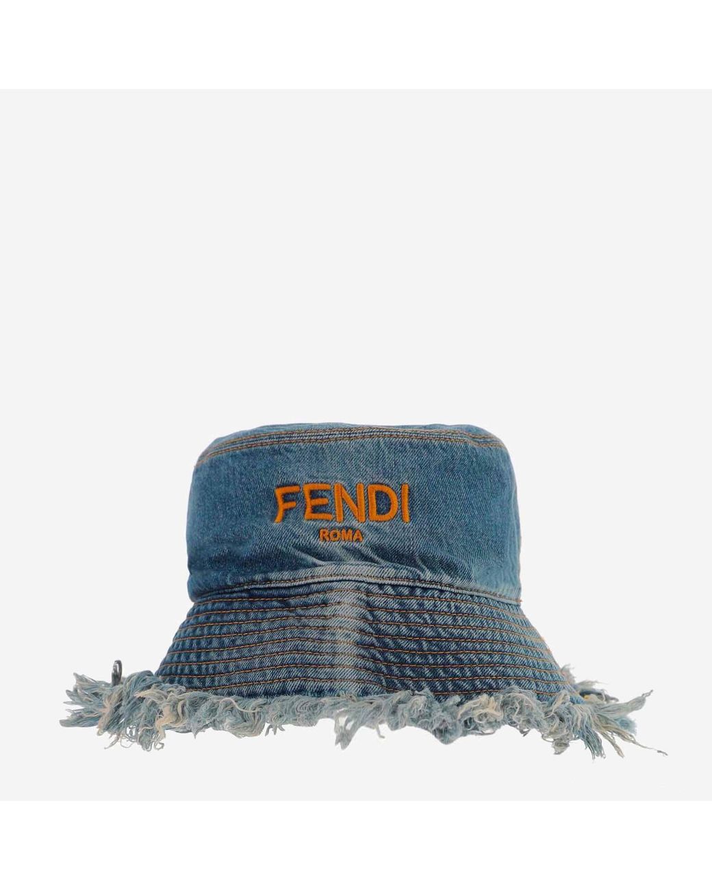 Fendi Denim Bucket Hat With Logo in Blue for Men | Lyst