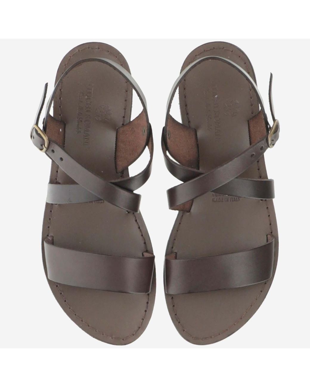 ANTICHI ROMANI® Dark Brown Leather Sandals | Lyst