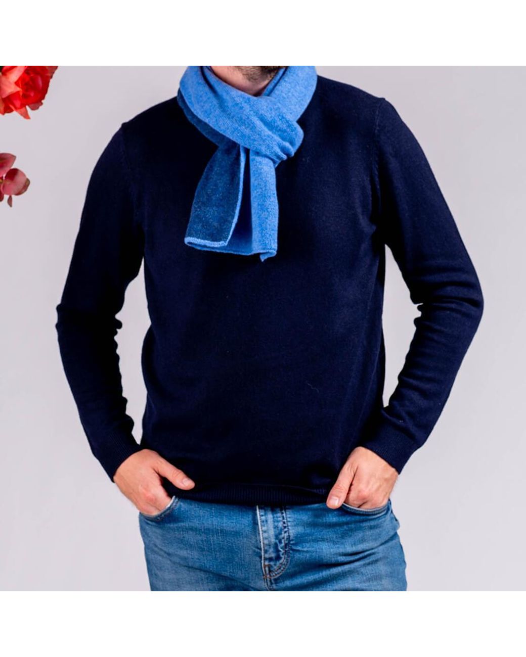 Black Accessories Blue Two Tone Denim Double Faced Cashmere Neck Warmer