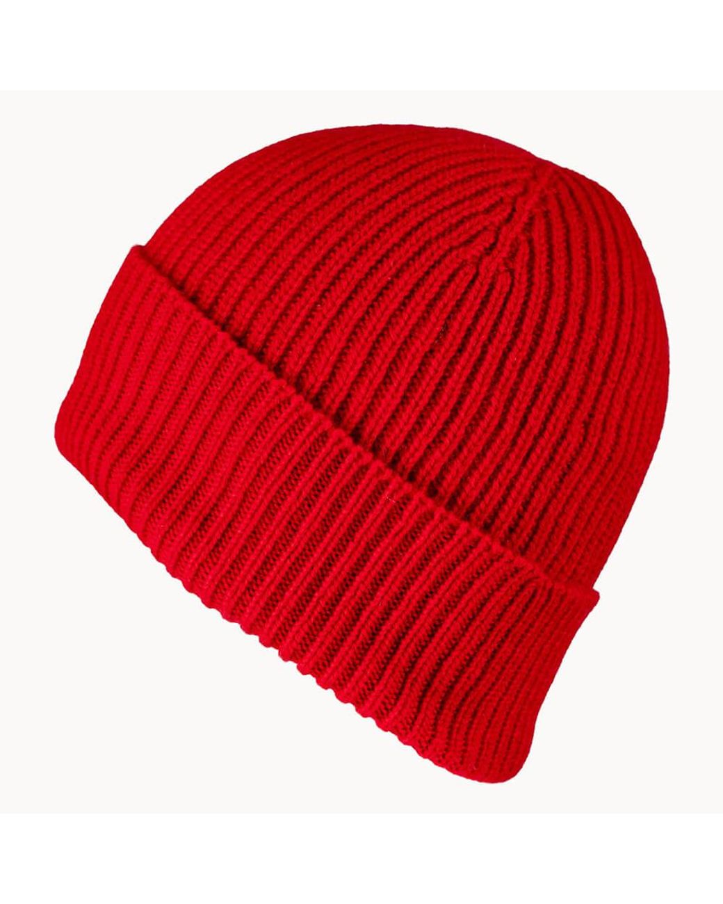Black Accessories Red Ruby Rib Knit Cashmere Beanie