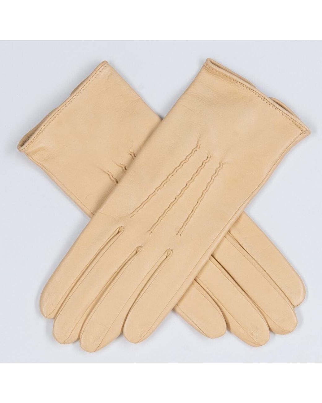 Black Accessories Natural Cream Silk Lined Italian Leather Gloves