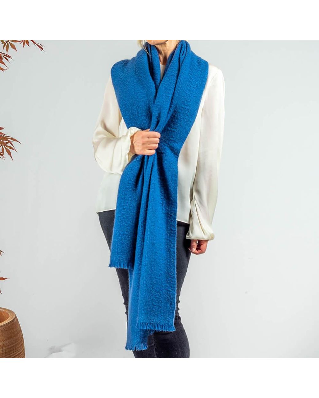 Black Accessories Blue Super Luxe Celestial Basket Weave Cashmere Shawl